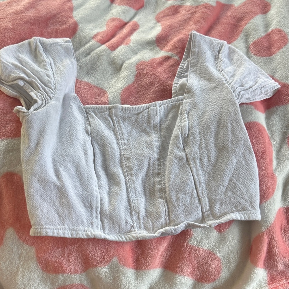 Hollister White Puff Sleeve Crop Top